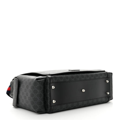 Gucci GG Supreme Monogram Web Messenger Diaper Bag Black Grey 5 of 14
