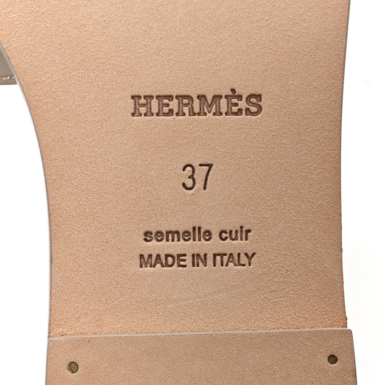 Hermes Box Calfskin Oran Sandals 37 Beige Mastic 7 of 10