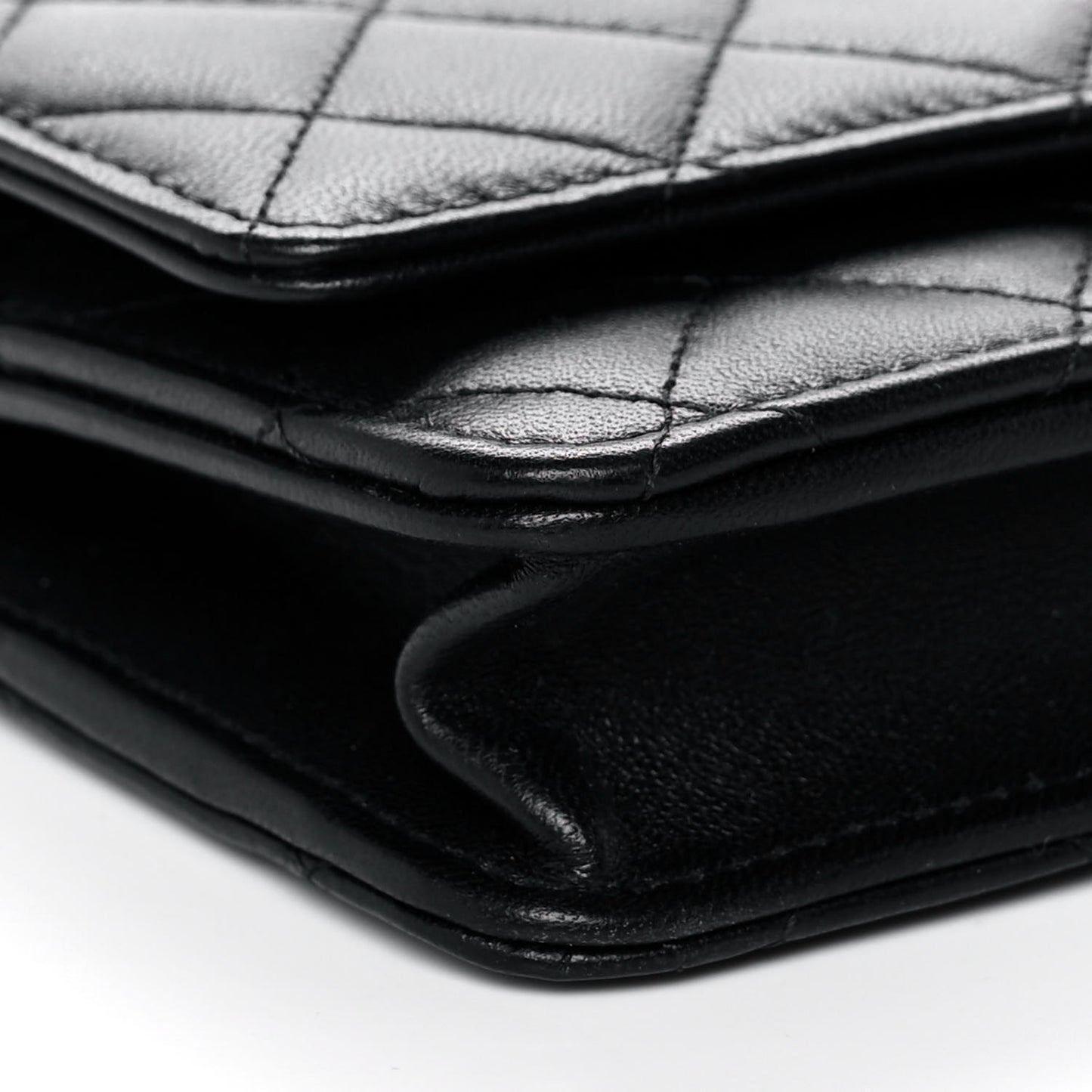 Lambskin Quilted Trendy CC Wallet On Chain WOC Black