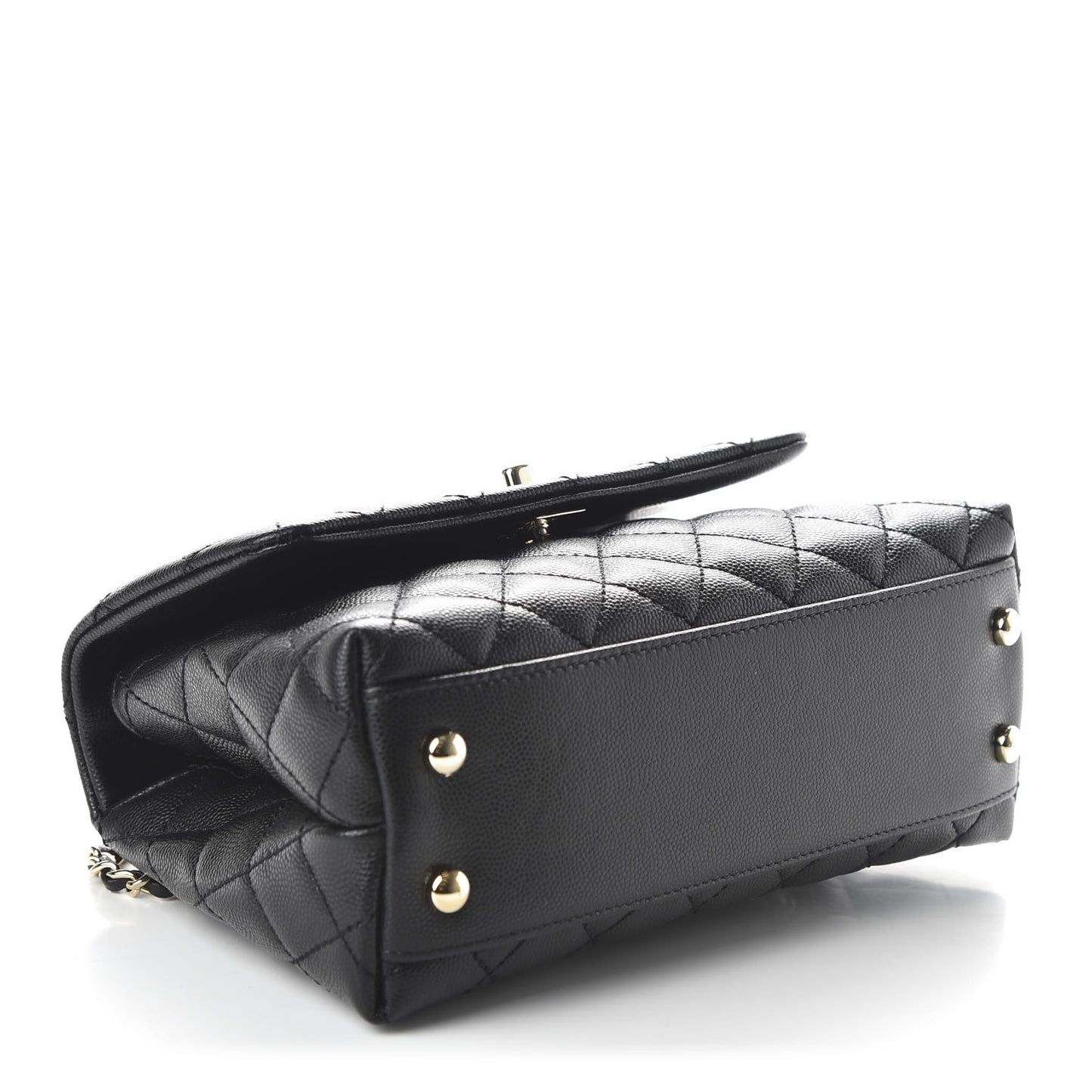 Caviar Quilted Mini Coco Handle Flap Black
