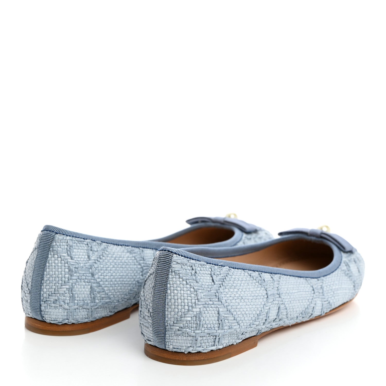 Christian Dior Raffia Cannage Ballet Flat 40.5 Bleu Pastel 4 of 9