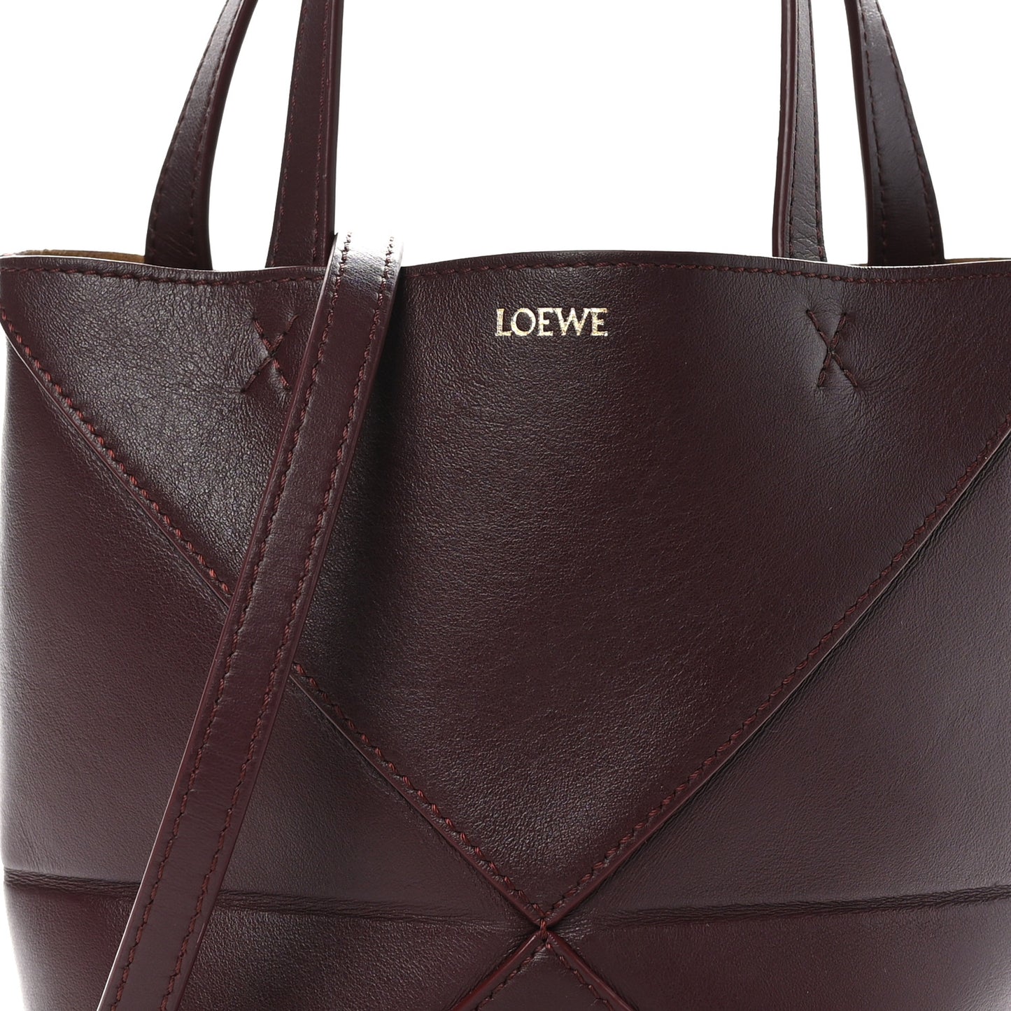 Shiny Calfskin Mini Puzzle Fold Tote Burgundy