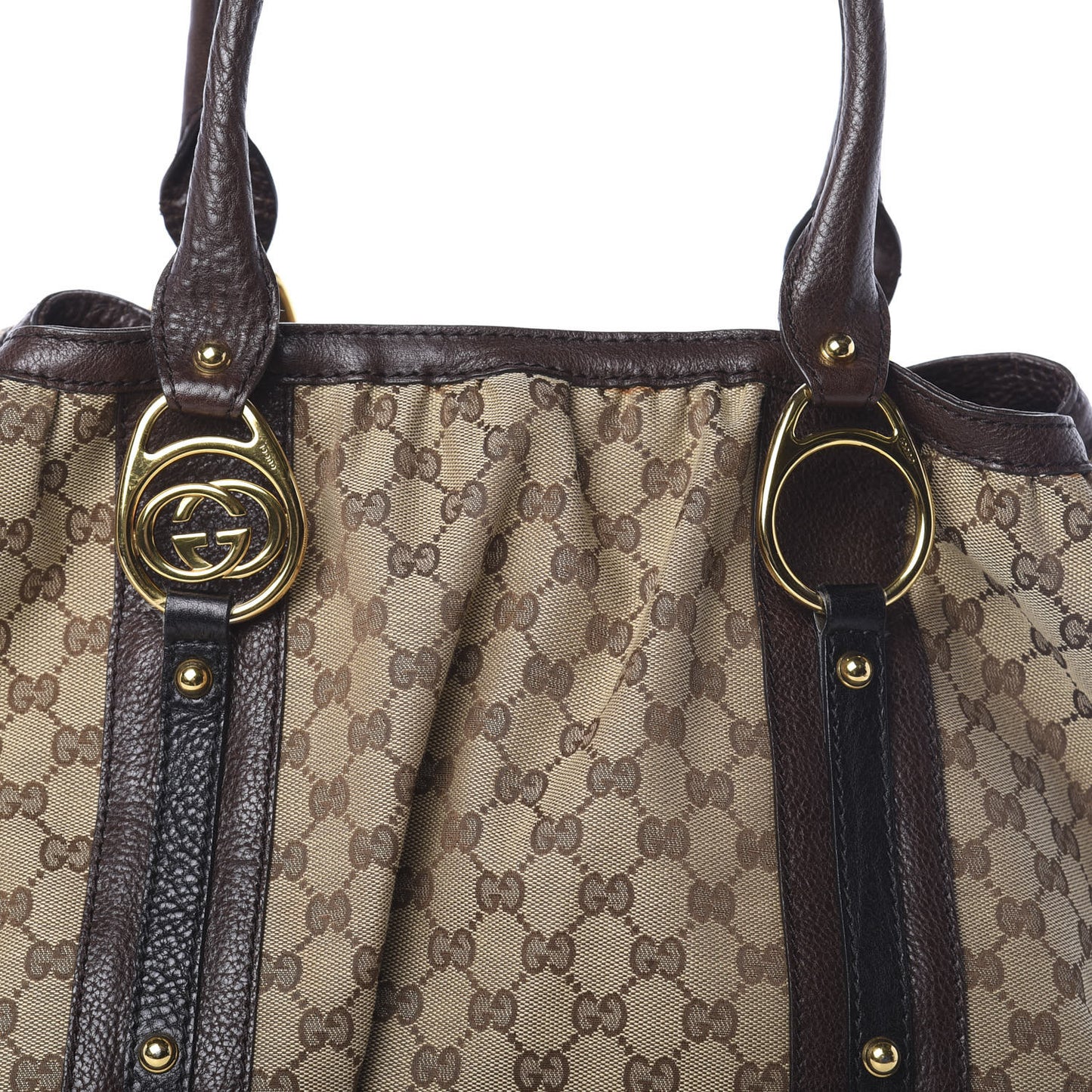 Monogram Medium Interlocking Icon Tote Dark Brown