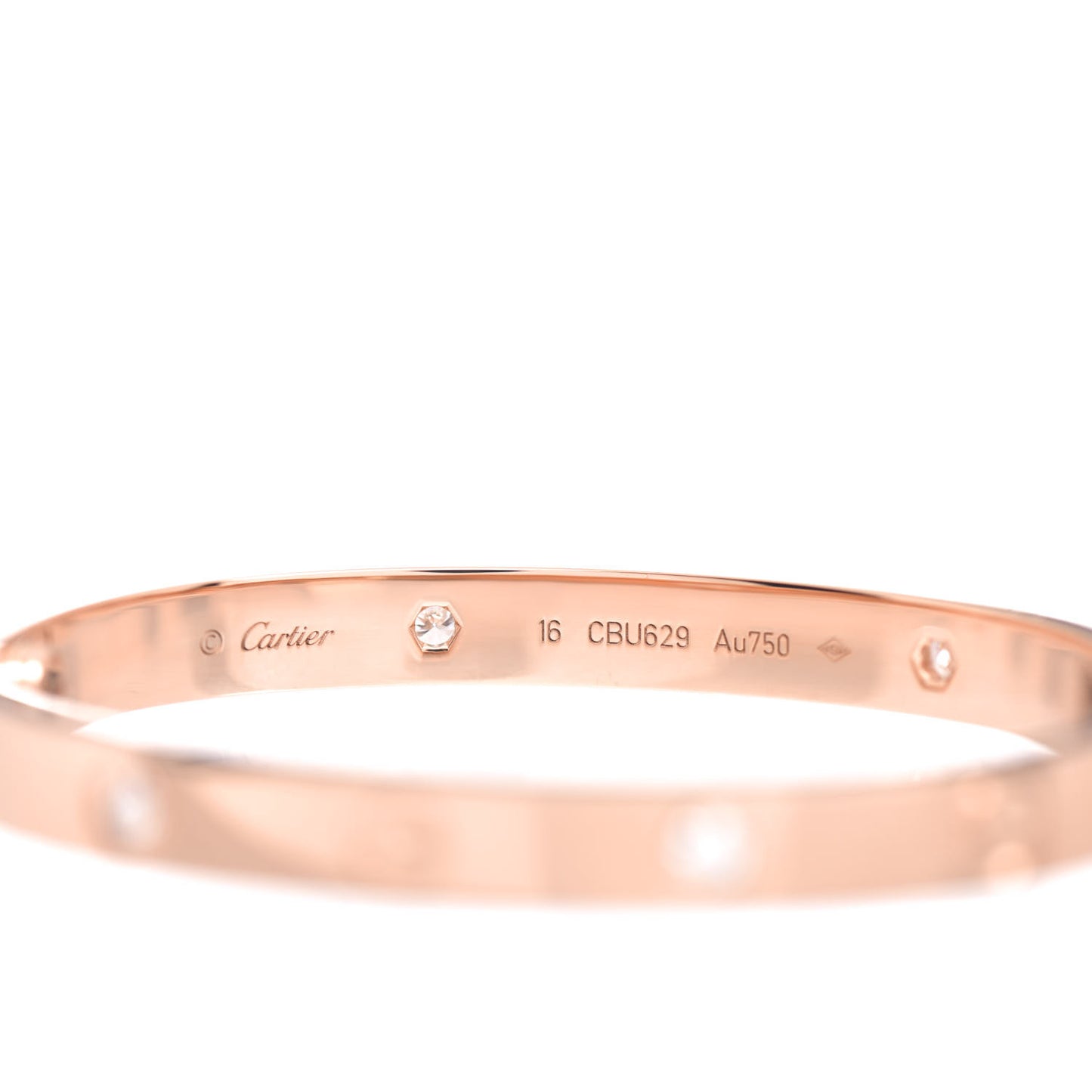 18K Pink Gold 4 Diamond LOVE Bracelet 16