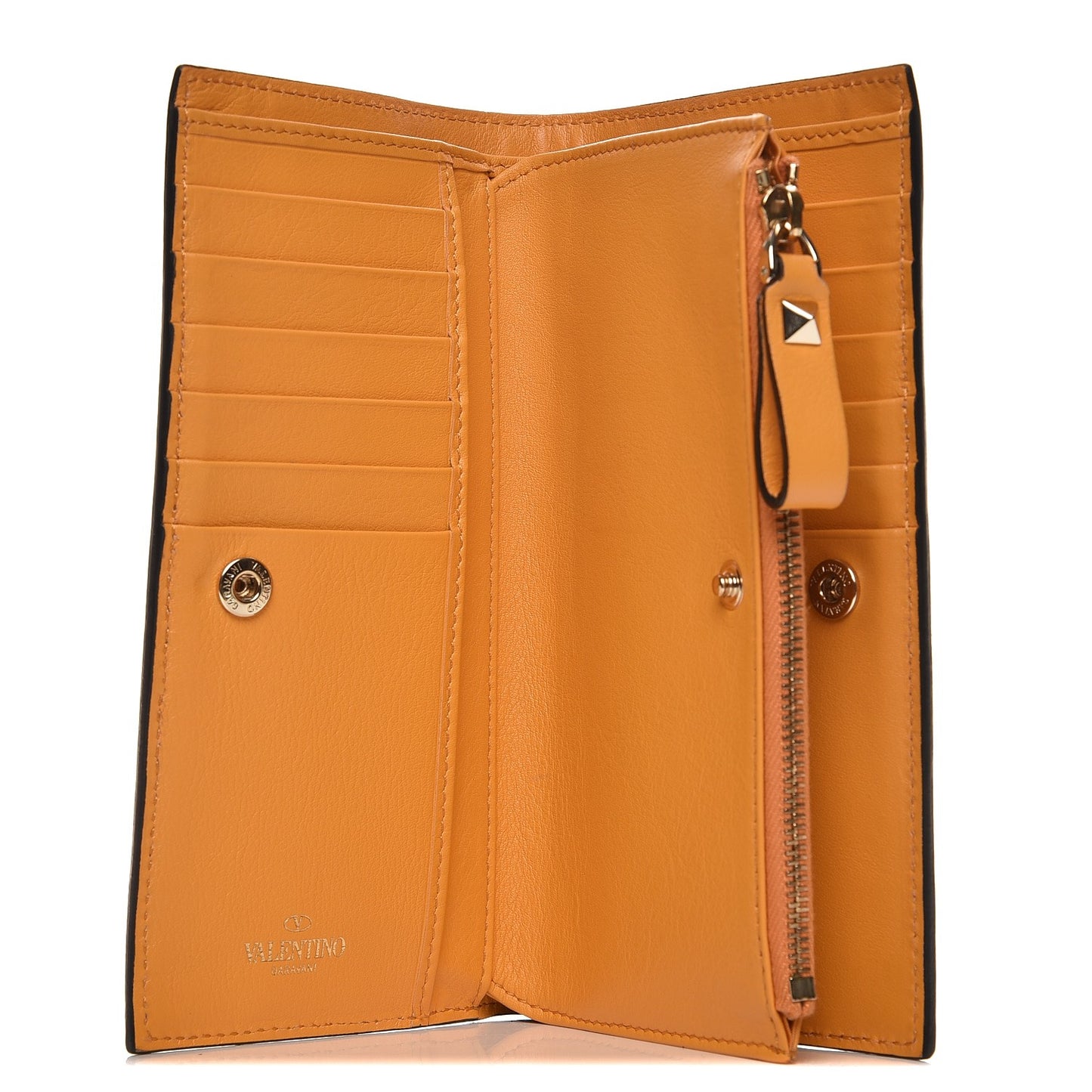 Calfskin Rockstud Continental Wallet Mandarin Sorbet