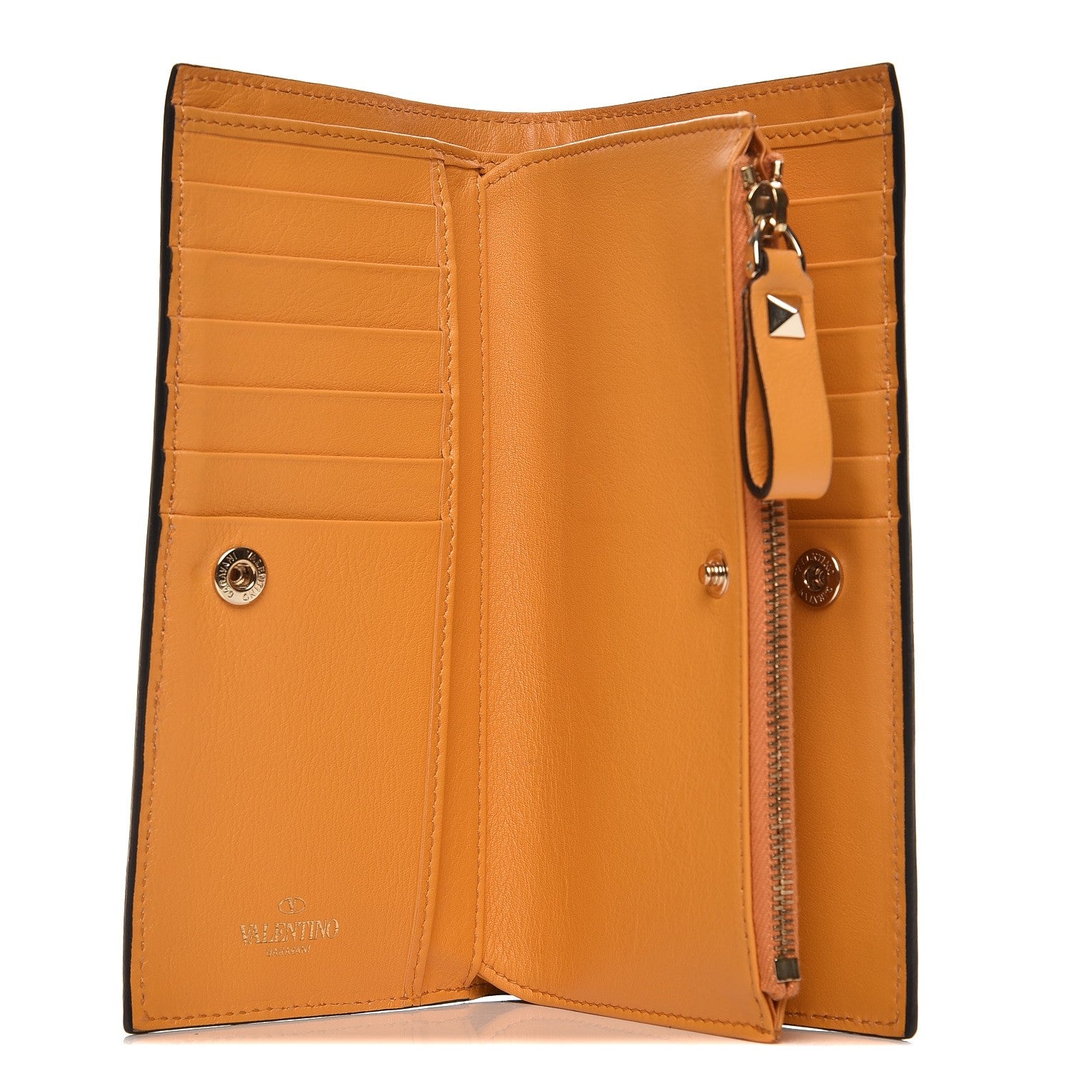 Valentino Garavani Calfskin Rockstud Continental Wallet Mandarin Sorbet 5 of 8