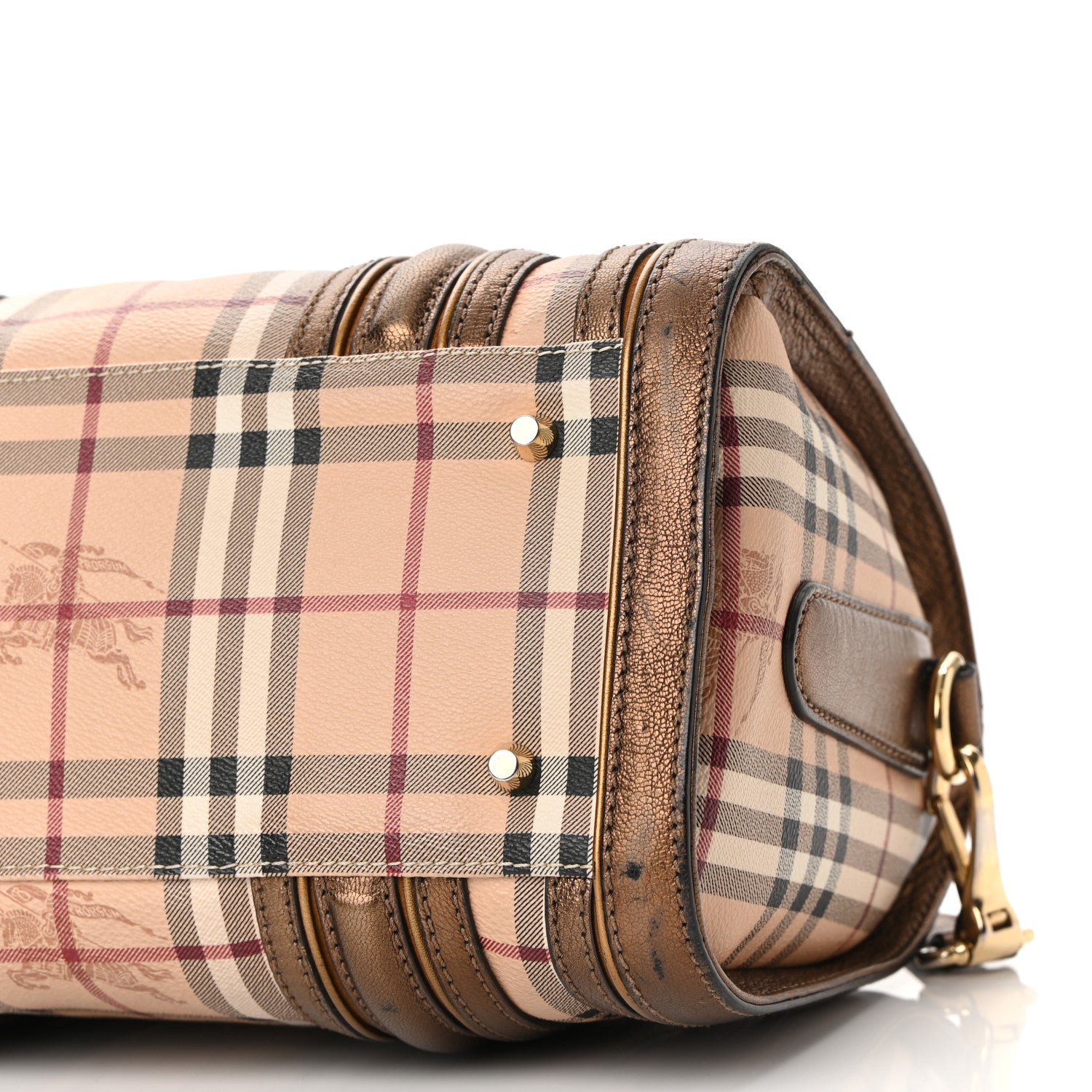 Burberry Haymarket Check Medium Alchester Bowling Bag Bronze 10 of 13