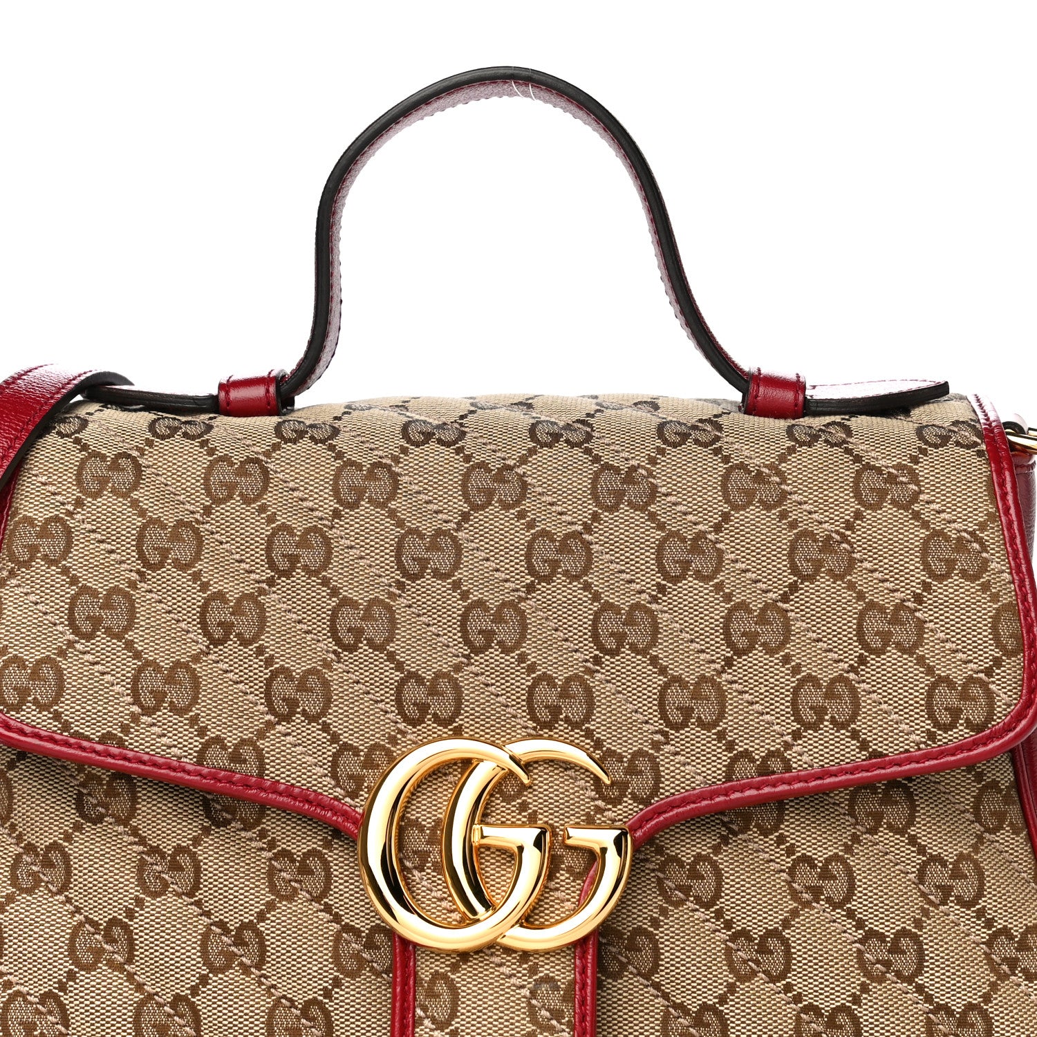 Gucci Monogram Azalea Calfskin Matelasse Diagonal Small GG Marmont Top Handle Shoulder Bag Beige Ebony New Cherry Red 13 of 13