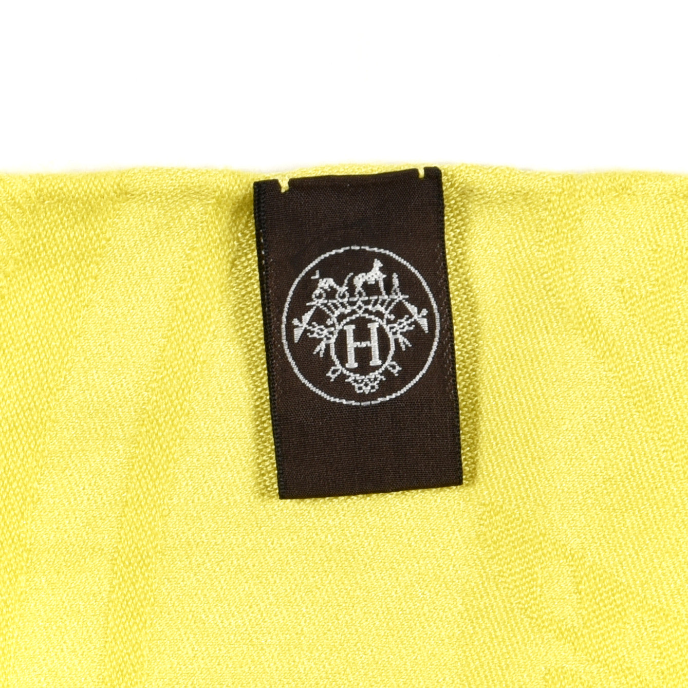Hermes Cashmere Silk Jacquard New Libris Scarf Jaune Citron 4 of 4