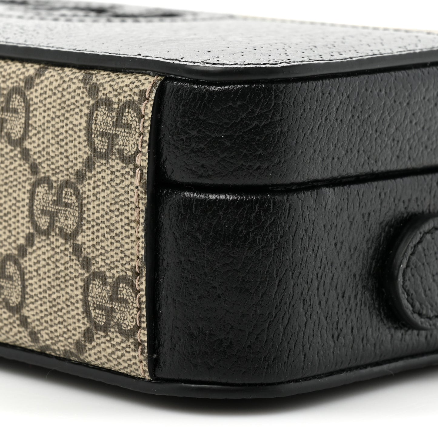 GG Supreme Monogram Textured Dollar Calfskin Mini New Basket Shoulder Bag Beige Ebony Black