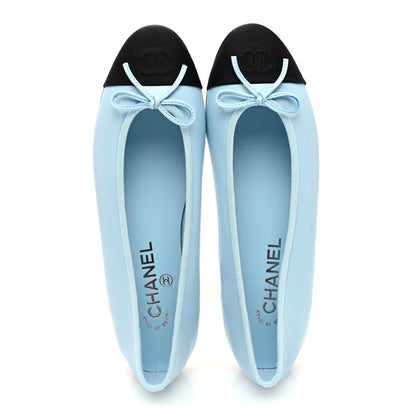 Chanel Lambskin Cap Toe CC Ballerina Flats 38.5 Light Blue Black 5 of 10