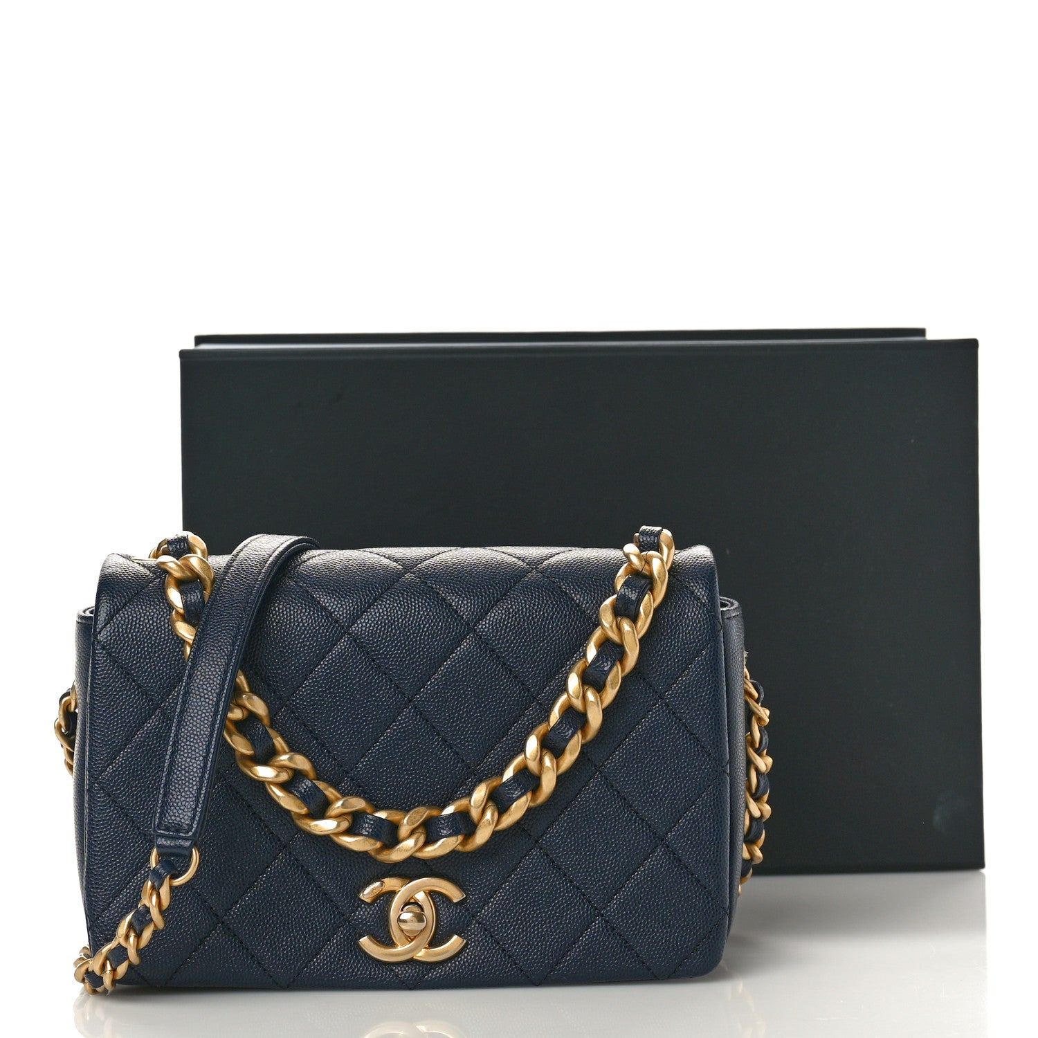 Chanel Caviar Quilted Small Fashion Therapy Flap Bag Navy Blue 11 of 11