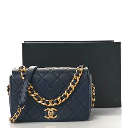 Chanel Caviar Quilted Small Fashion Therapy Flap Bag Navy Blue 11 of 11
