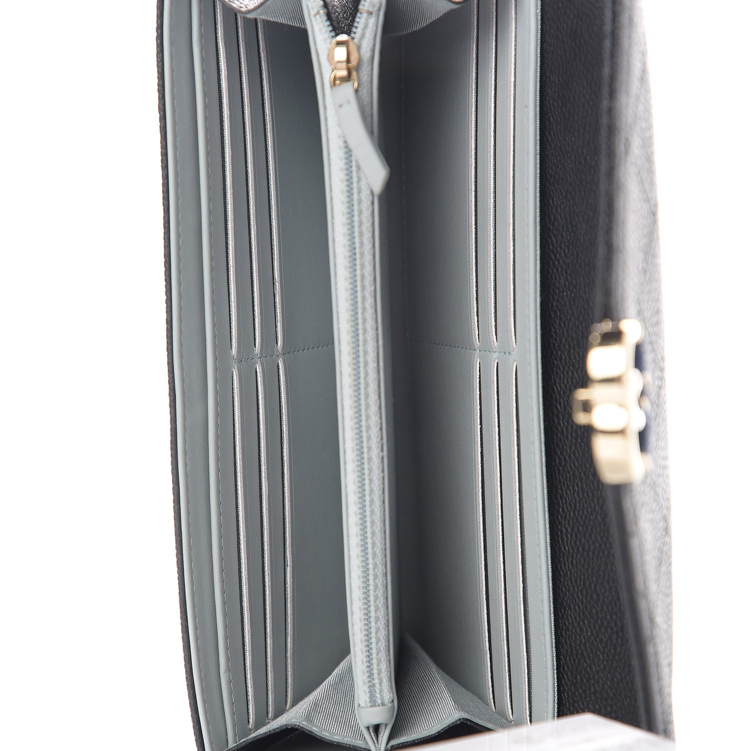 Chanel Caviar Quilted CC Box Gusset Flap Wallet Black Navy 6 of 14