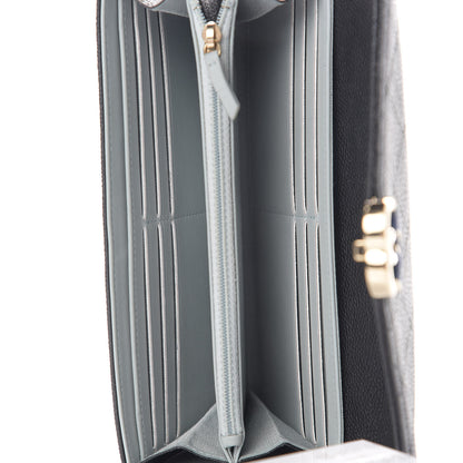 Chanel Caviar Quilted CC Box Gusset Flap Wallet Black Navy 6 of 14