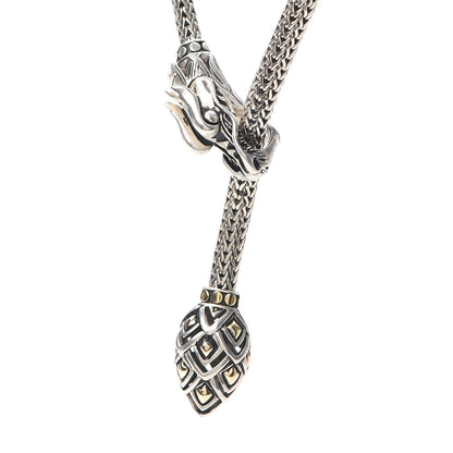 John Hardy Sterling Silver 18K Yellow Gold Legends Naga Dragon Lariat Necklace 4 of 6