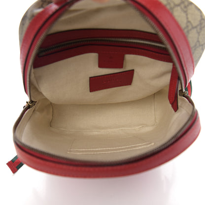 Gucci GG Supreme Monogram Web Bosco Patch Dome Backpack Beige Malva Hibiscus Red 4 of 9