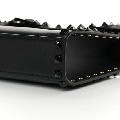 Valentino Garavani Vitello Monochrome Medium Rockstud Flip Lock Crossbody Bag Black 9 of 14