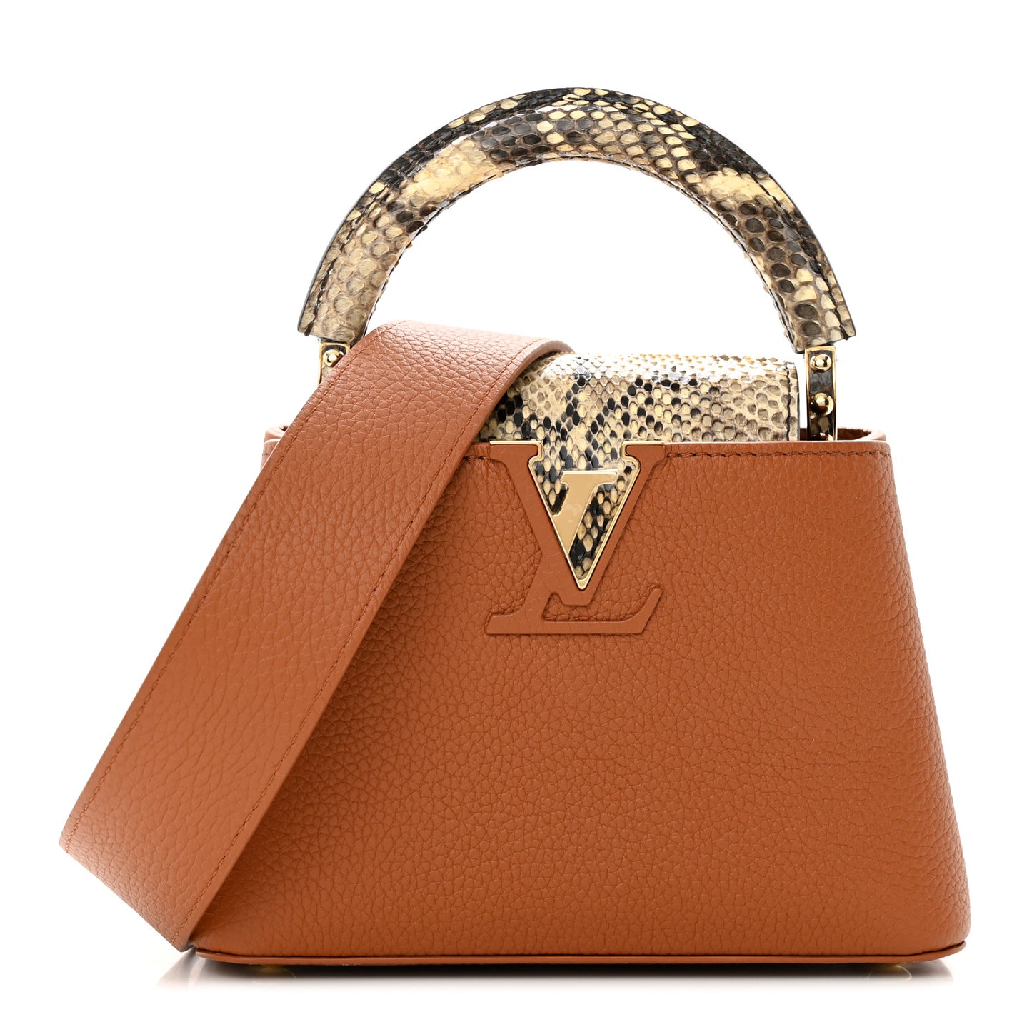 Taurillon Snakeskin Mini Capucines Caramel