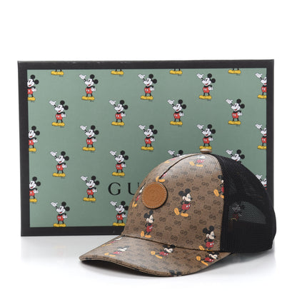 Gucci X DISNEY Mini Vintage GG Supreme Monogram Mickey Mouse Baseball Hat M Beige Vintage Sun Oil 9 of 9