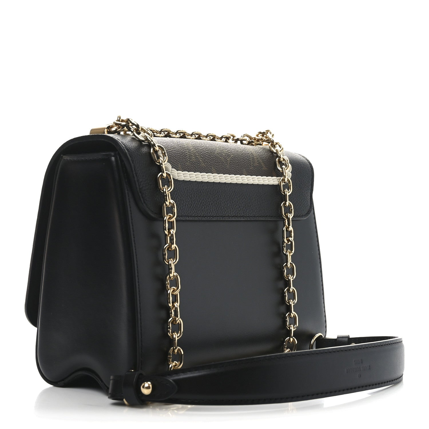Louis Vuitton Calfskin Monogram Braided Twist Shoulder Bag MM Black 3 of 9