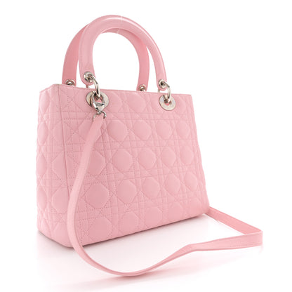 Christian Dior Lambskin Cannage Medium Lady Dior Light Pink 3 of 17
