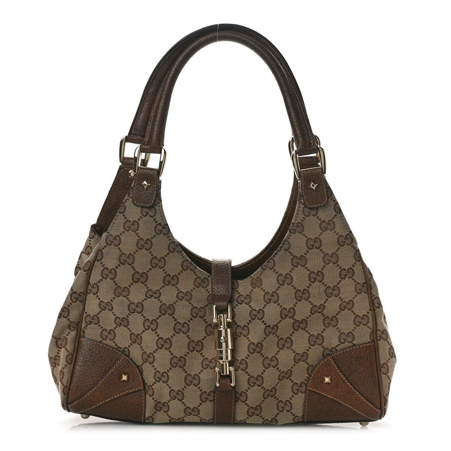Gucci Monogram Calfskin Large Bardot Shoulder Bag Brown 1 of 10