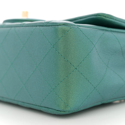Chanel Iridescent Calfskin Quilted Mini Rectangular Flap Green 10 of 11