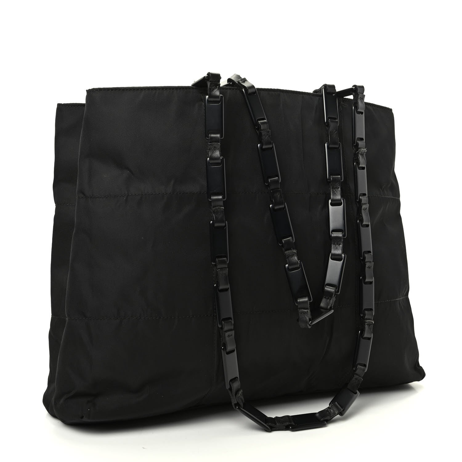 Prada Tessuto Nylon Calfskin Chain Tote Black 3 of 10