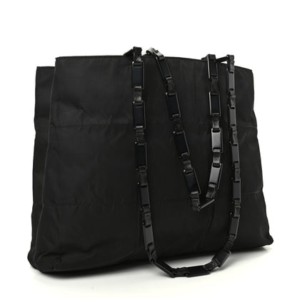 Prada Tessuto Nylon Calfskin Chain Tote Black 3 of 10