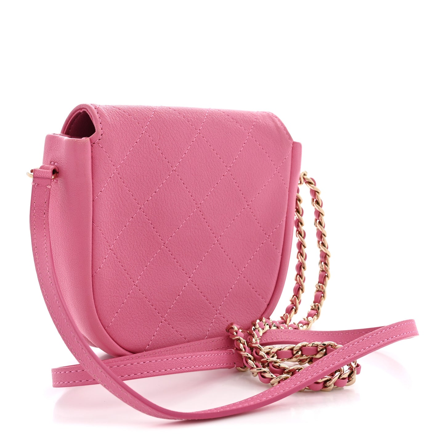 Goatskin Stitched Casual Trip Messenger Flap Pink