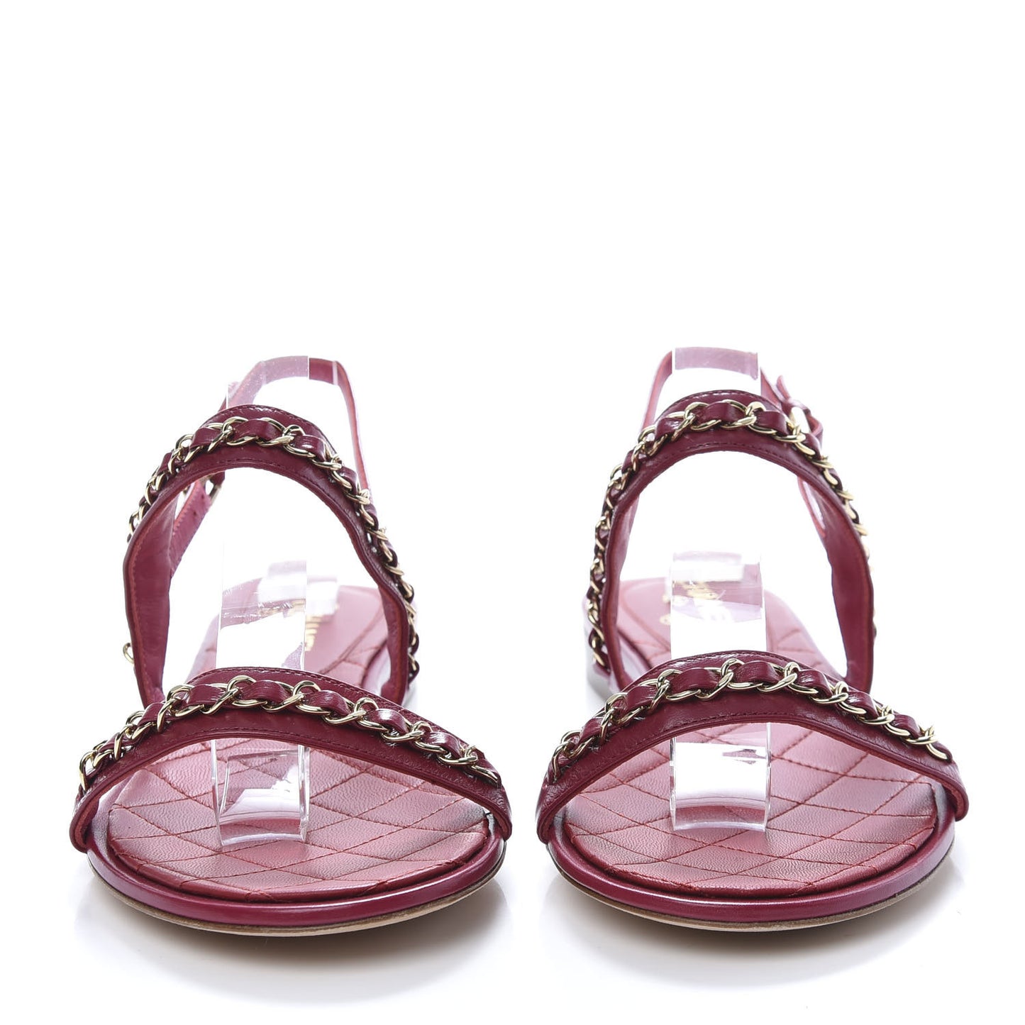 Calfskin Chain CC Sandals 37 Dark Pink