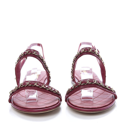 Chanel Calfskin Chain CC Sandals 37 Dark Pink 2 of 8