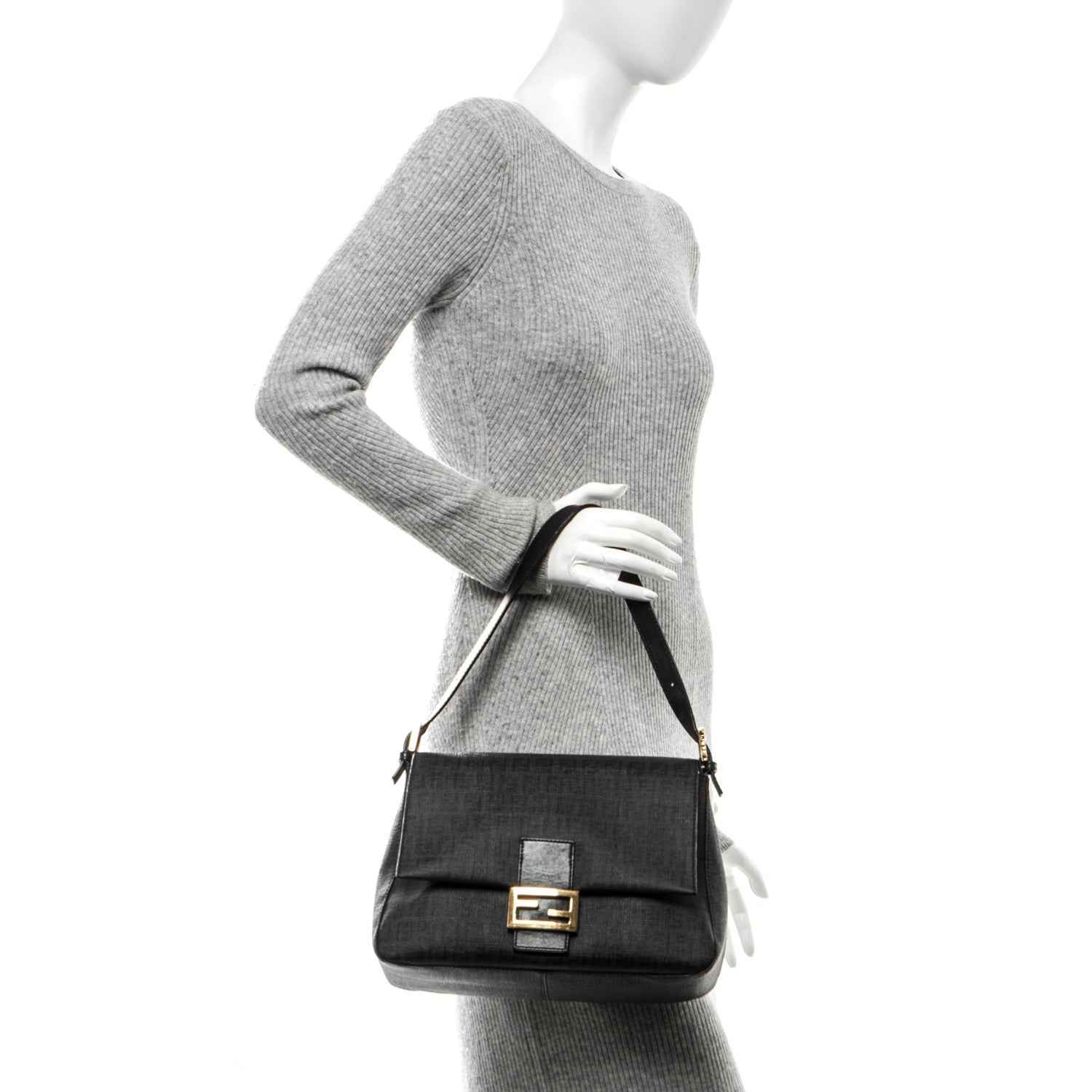 Fendi Zucchino Spalmati Vitello Forever Mama Baguette Black 2 of 7