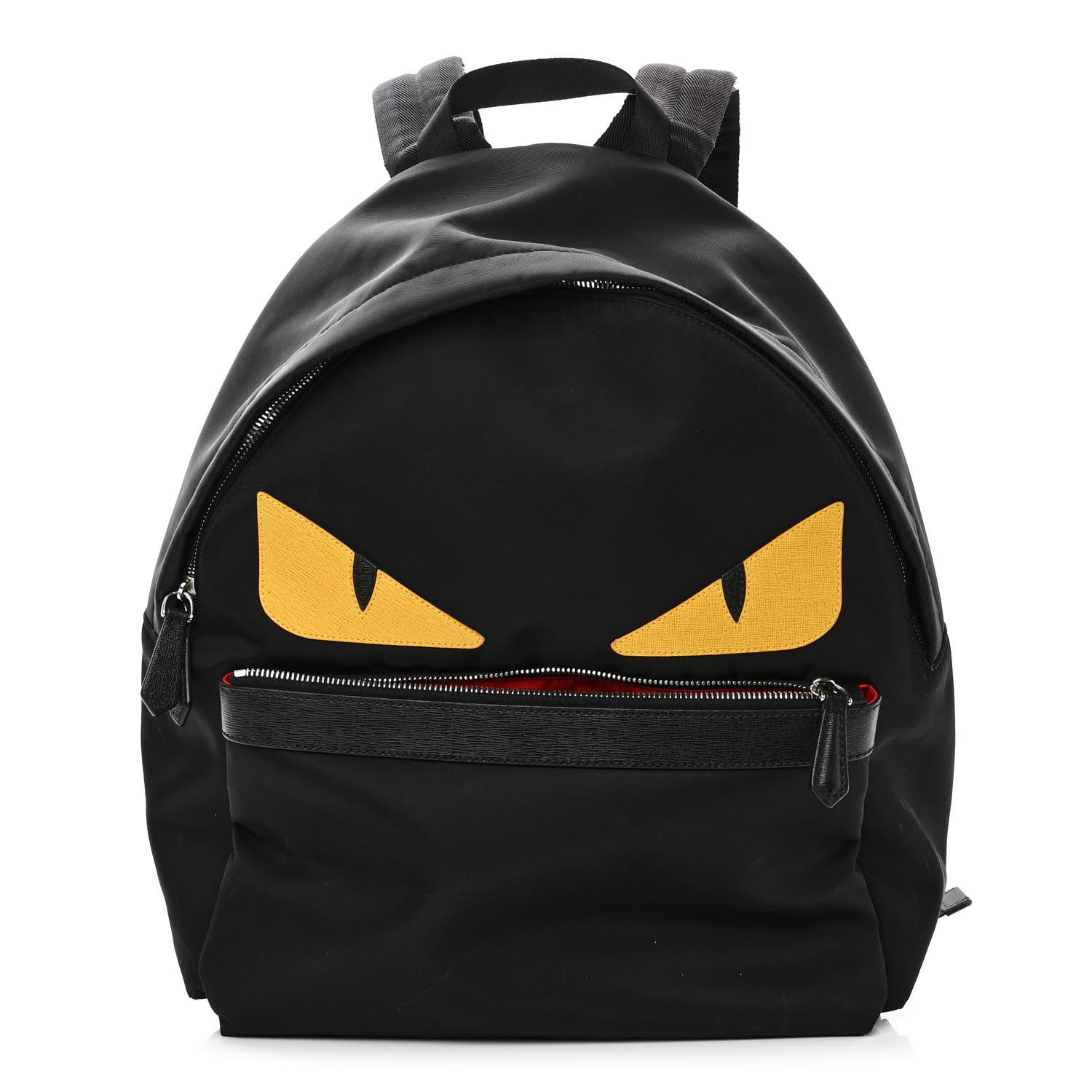 Fendi Nylon Vitello Elite Monster Eyes Rounded Backpack Black Yellow 1 of 10