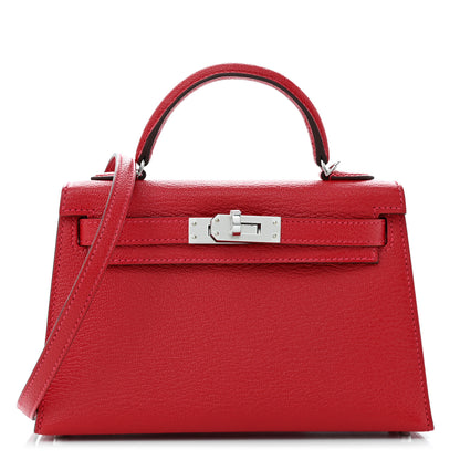 Hermes Chevre Mysore Verso Mini Kelly Sellier 20 Rouge Casaque Bubblegum 1 of 11