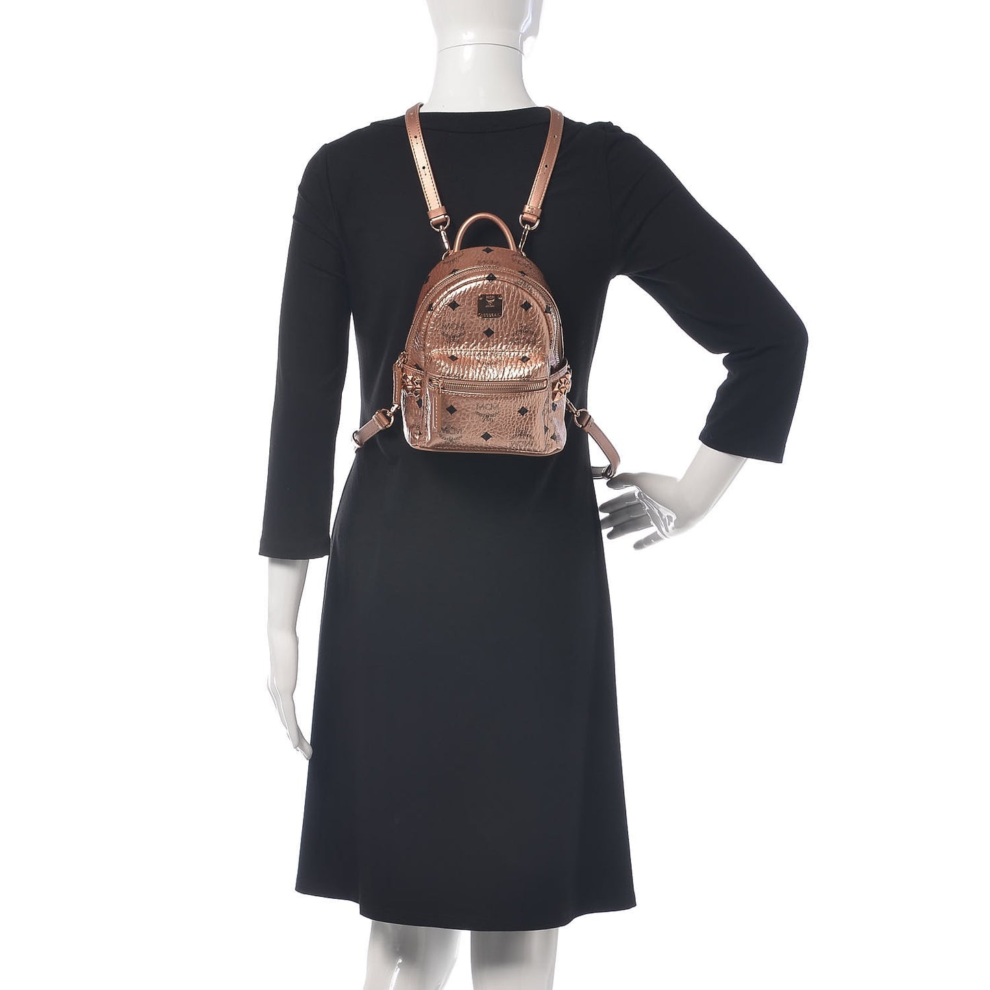 Metallic Visetos Studded X-Mini Bebe Boo Backpack Champagne Gold