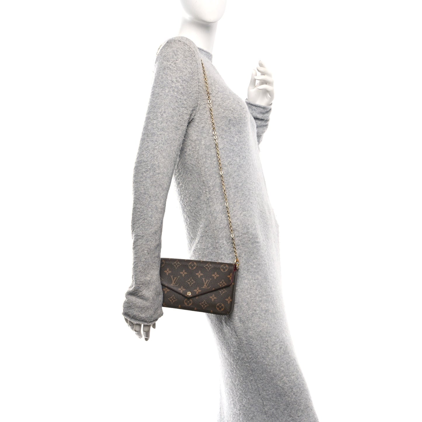 Monogram Pochette Felicie Chain Wallet Fuchsia