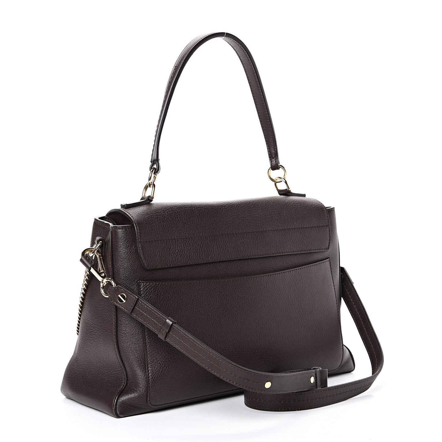 Calfskin Medium Faye Day Shoulder Bag Carbon Brown