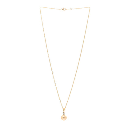Mikimoto 18K Yellow Gold Diamond Golden Cultured Pearl 9.5-10mm Pendant Necklace 3 of 4