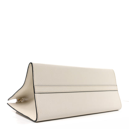Prada Saffiano Cuir Calfskin Medium Monochrome Top Handle Tote White 4 of 9