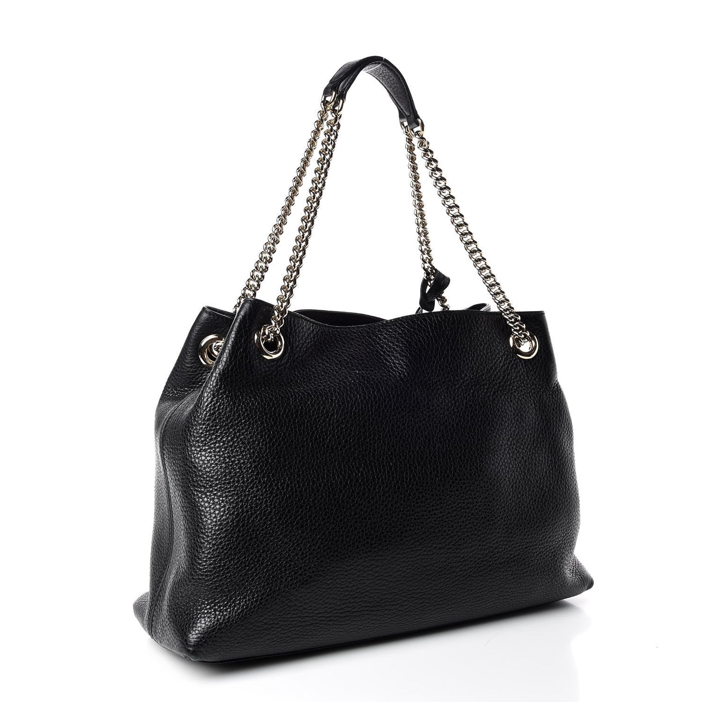 Pebbled Calfskin Medium Soho Chain Shoulder Bag Black