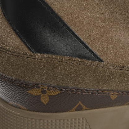 Louis Vuitton Suede Calfskin Monogram Laureate Platform Desert Boots 37.5 Taupe 16 of 17