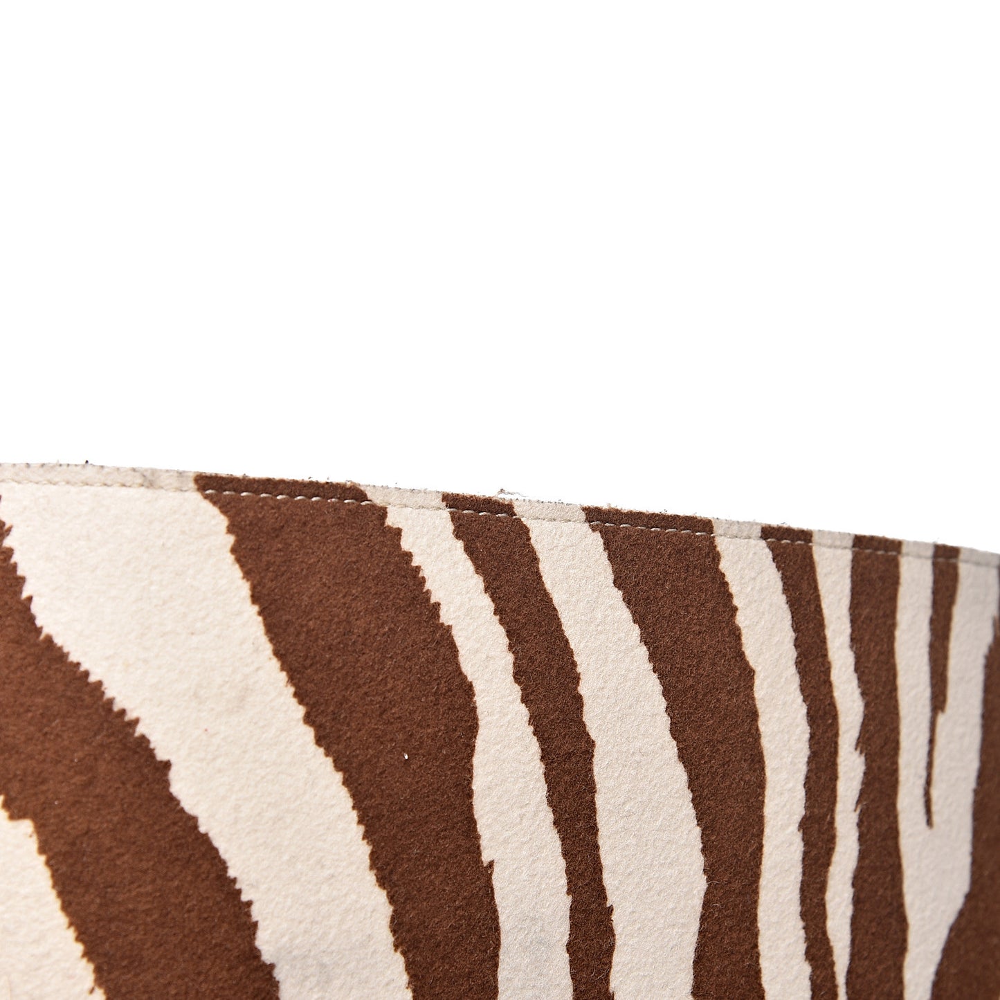 Shiny Smooth Calfskin Zebra Printed Felt Small Twisted Cabas Chalk Brick