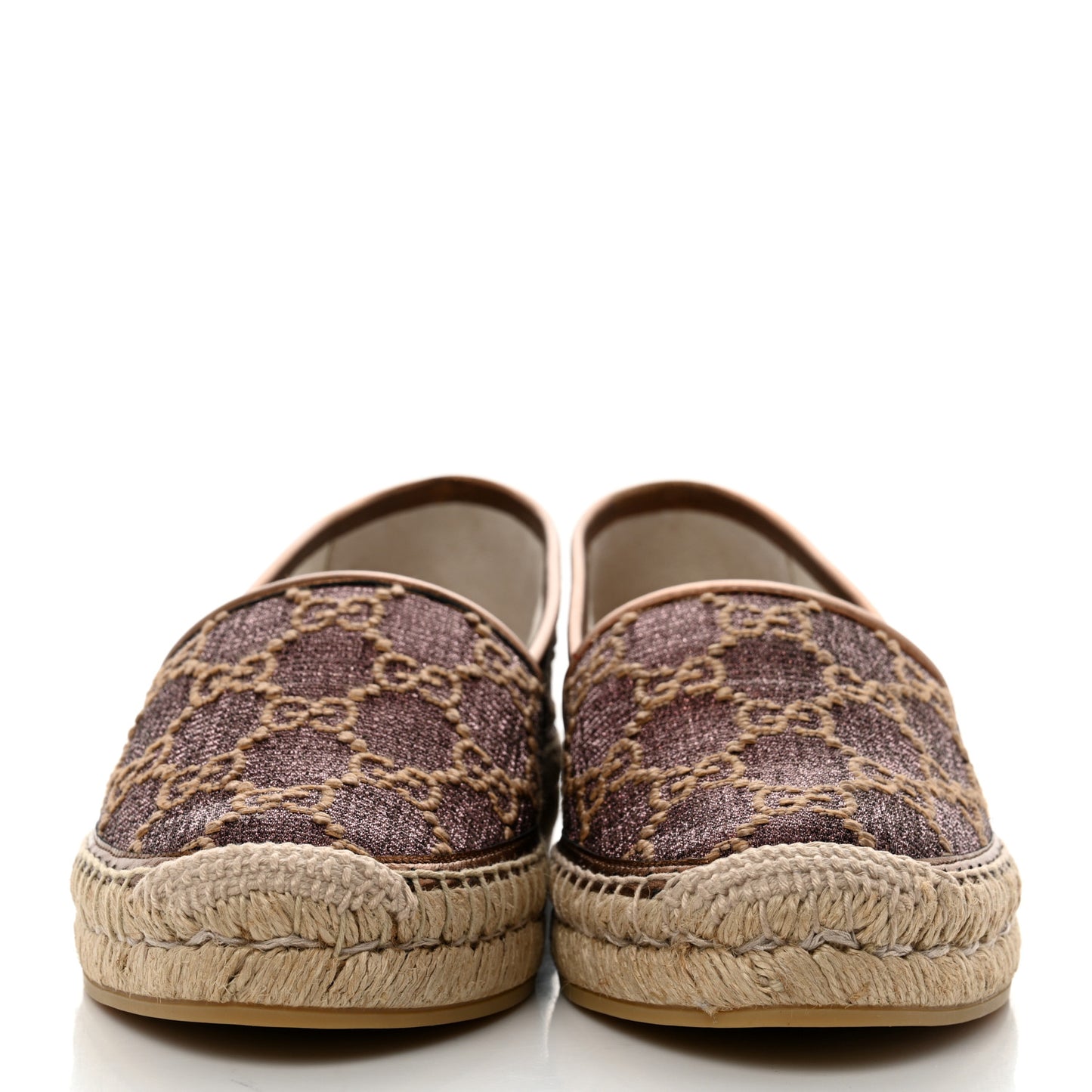 Lame Nappa GG Monogram Espadrilles 38 Brown Beige Light Bronze