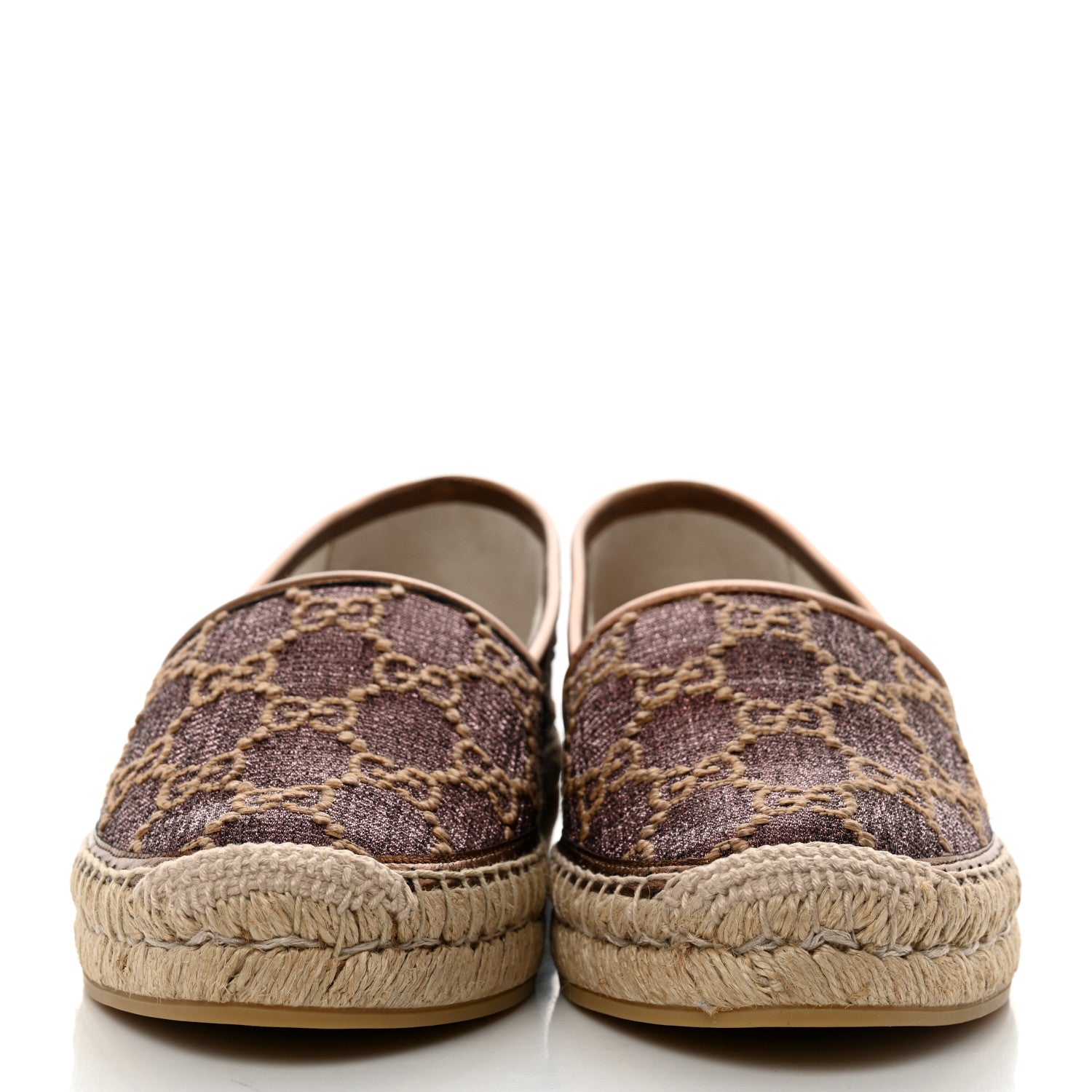 Gucci Lame Nappa GG Monogram Espadrilles 38 Brown Beige Light Bronze 2 of 9