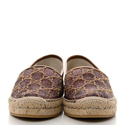 Gucci Lame Nappa GG Monogram Espadrilles 38 Brown Beige Light Bronze 2 of 9