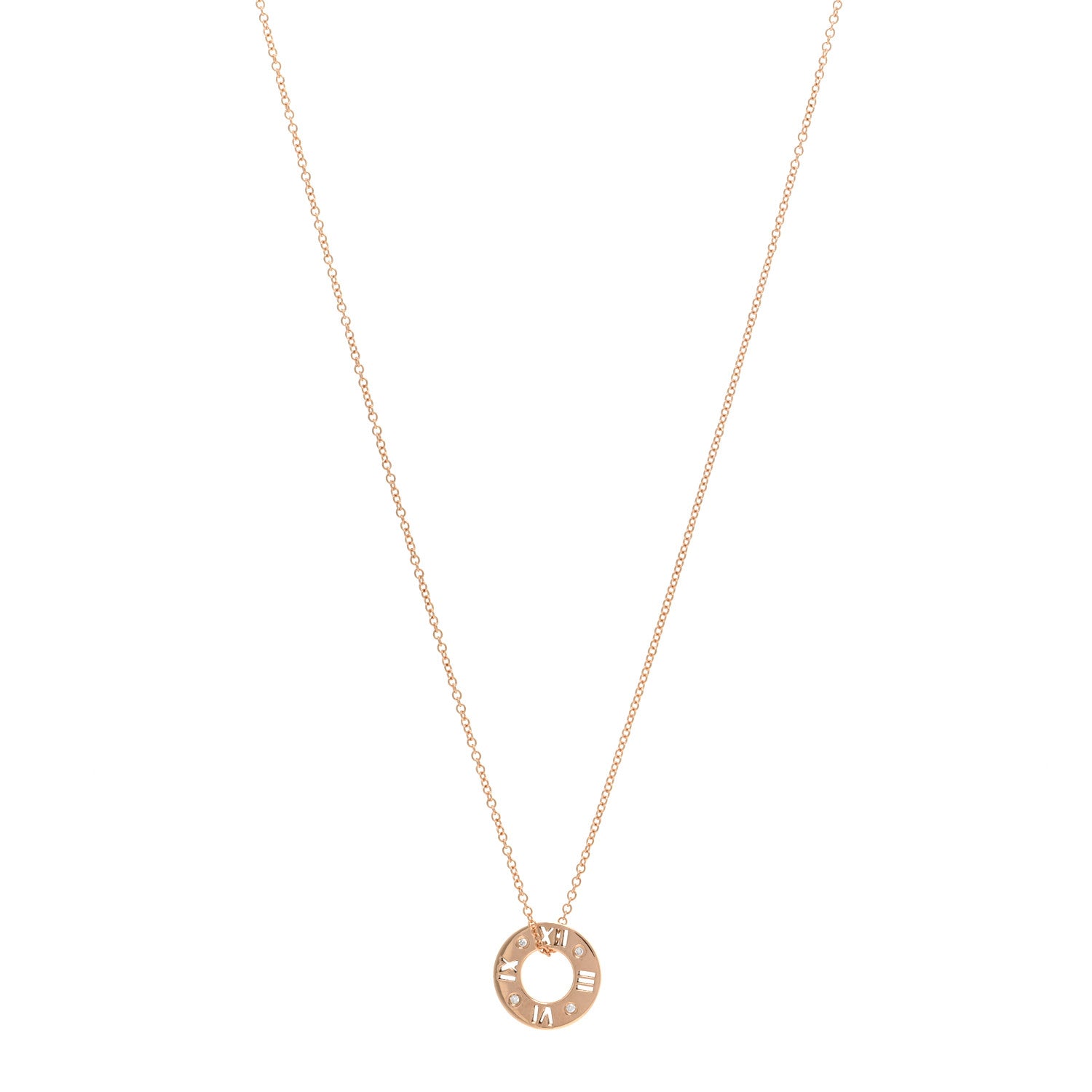 Tiffany 18K Rose Gold Diamond Atlas Pierced Pendant Necklace 1 of 6