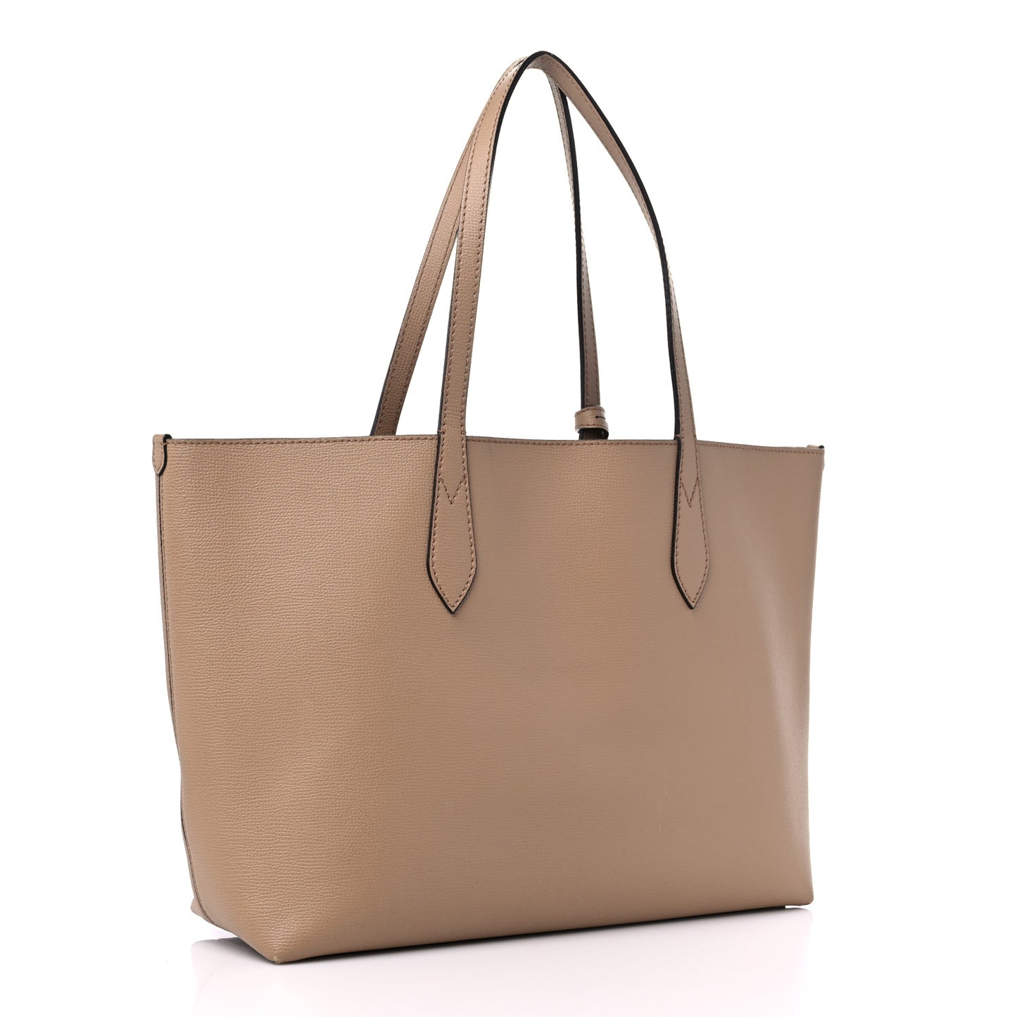 Grainy Calfskin Haymarket Check Medium Reversible Tote Camel