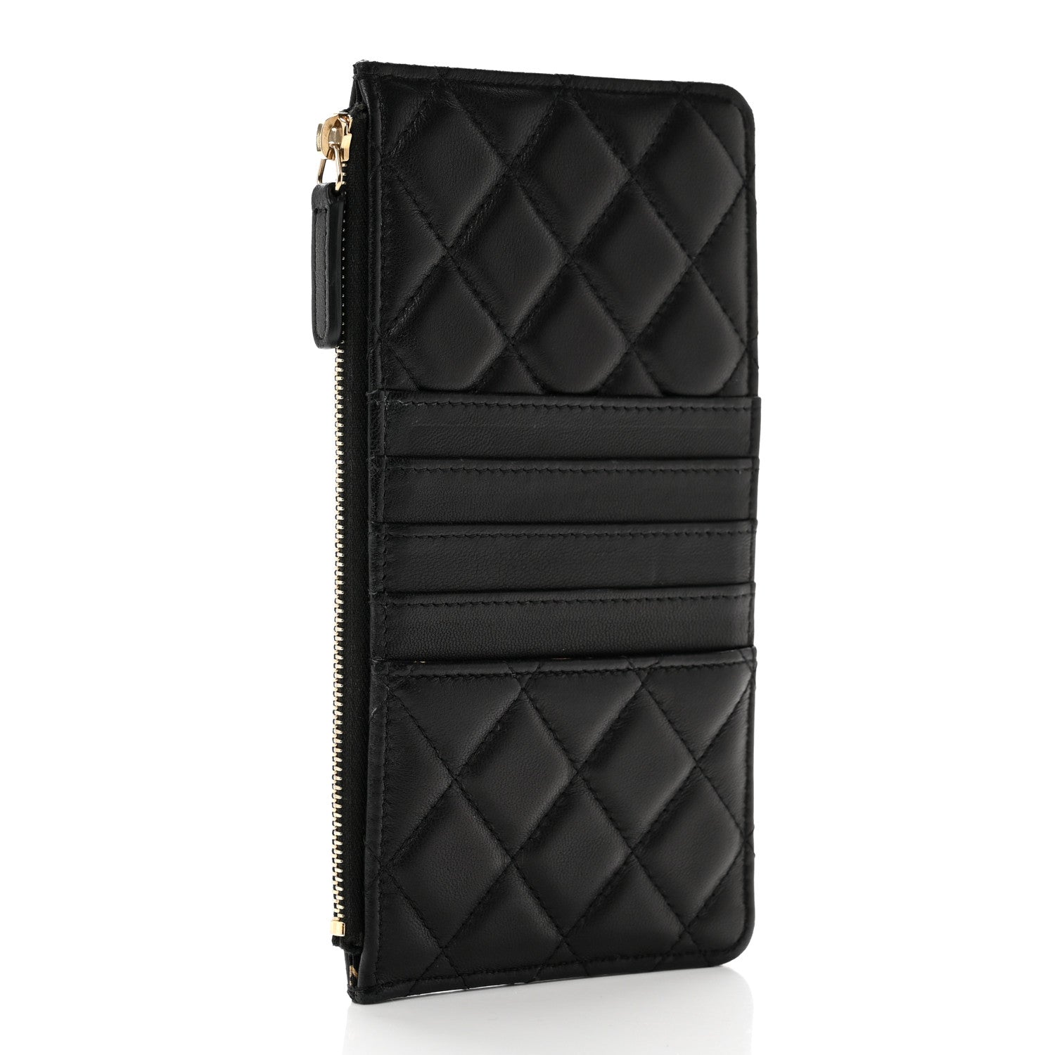 Chanel Lambskin Quilted Egyptian Amulet Classic Flat Wallet Pouch Black 3 of 7